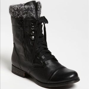 Black Steve Madden Jaxx Lace Up Combat Boot